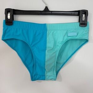 NWT Men's Two-Tone Swim Brief - Blue and Teal. Size Small. From Provincetown.
